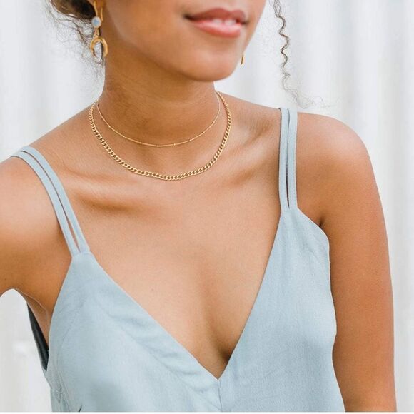 NWT Wool + Pepper Co. 18K Gold Cuban Chain Necklace - Picture 4 of 6